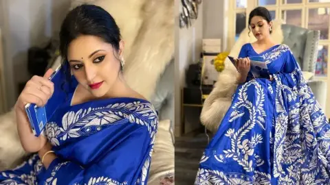 কাশবনে যেতে না পেরে নীল শাড়িতে ‘তন্দ্রাবিলাস’ পরীর I